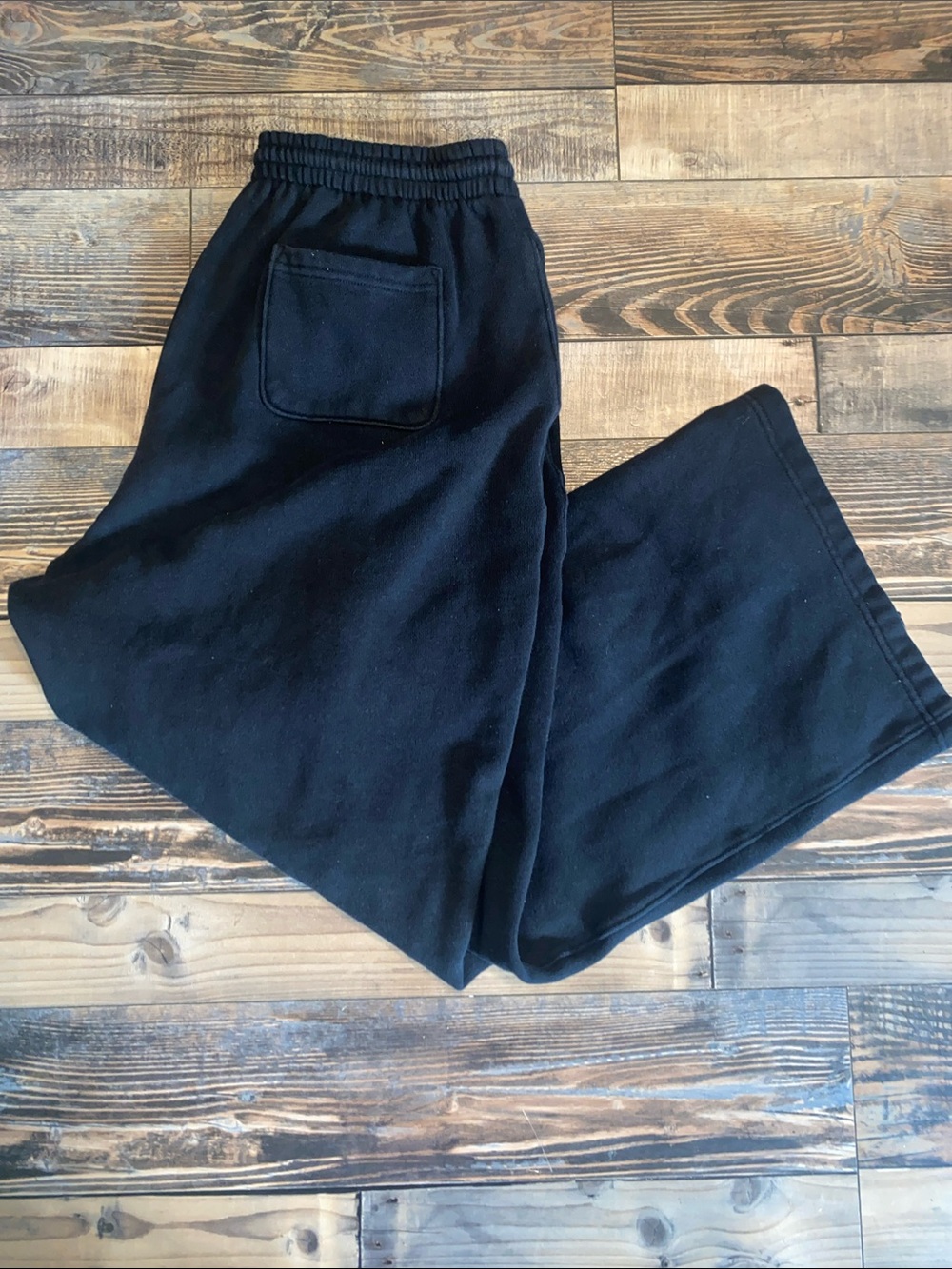PINK Victoria's Secret Black Elastic with drawstring Waist and pockets flare leg